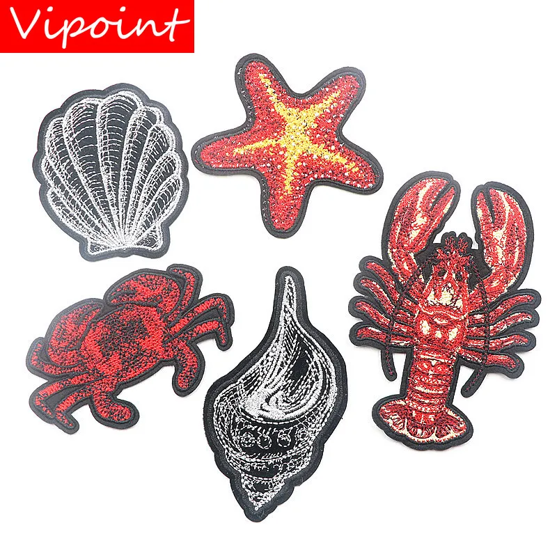 VIPOINT embroidery crab patches conch patches badges applique patches for clothing XW-11 
VIPOINT embroidery crab patches conch patches badges applique patches for clothing XW-11