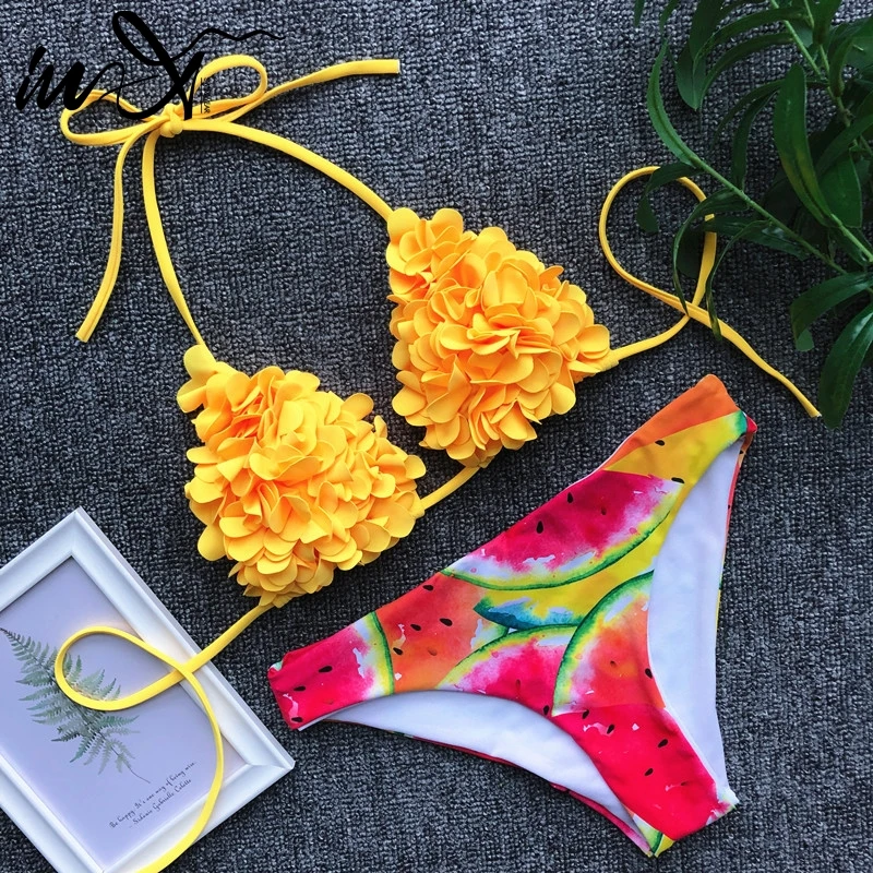 In-X Micro ruffles bikini 2019 Floral print swimsuit female Push up yellow swimwear women bathers Halter top Sexy bathing suit
In-X Micro ruffles bikini 2019 Floral print swimsuit female Push up yellow swimwear women bathers Halter top Sexy bathing suit