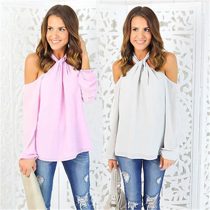 summer Womens sexy blouses girl Sexy Long Sleeve Off The Shoulder Chiffon Tops Blouse Shirt female blusas Casual Halter
summer Womens sexy blouses girl Sexy Long Sleeve Off The Shoulder Chiffon Tops Blouse Shirt female blusas Casual Halter