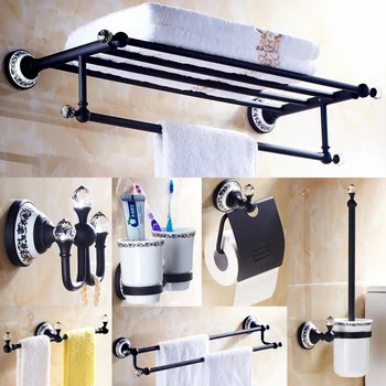 European Antique Black Bathroom Hardware Set Crystal & Ceramic Bathroom Accessories Set Porcelain Base Bathroom Products Sets
European Antique Black Bathroom Hardware Set Crystal & Ceramic Bathroom Accessories Set Porcelain Base Bathroom Products Sets