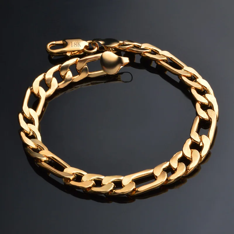2018 NEW 18 K Pure gold color bracelet chain 8 MM 20cm bracelets thick Figaro chain for Men male arm chain Accessories Jewelry
2018 NEW 18 K Pure gold color bracelet chain 8 MM 20cm bracelets thick Figaro chain for Men male arm chain Accessories Jewelry