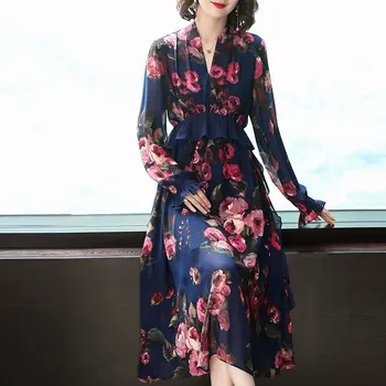 Chiffon dress women long sleeve plus size maxi print floral elegant winter autumn 2018 clothing black v-neck robe party dresses
Chiffon dress women long sleeve plus size maxi print floral elegant winter autumn 2018 clothing black v-neck robe party dresses