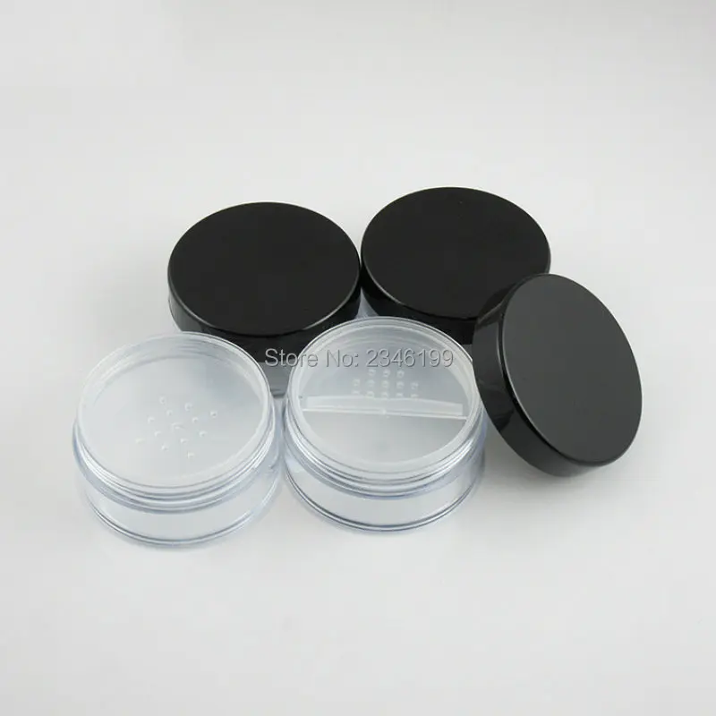 Empty Honey Powder Case 20g Black Cover Loose Powder Box Transparent Double Layer Pearl Powder Case 20g Cosmetic Container (5)