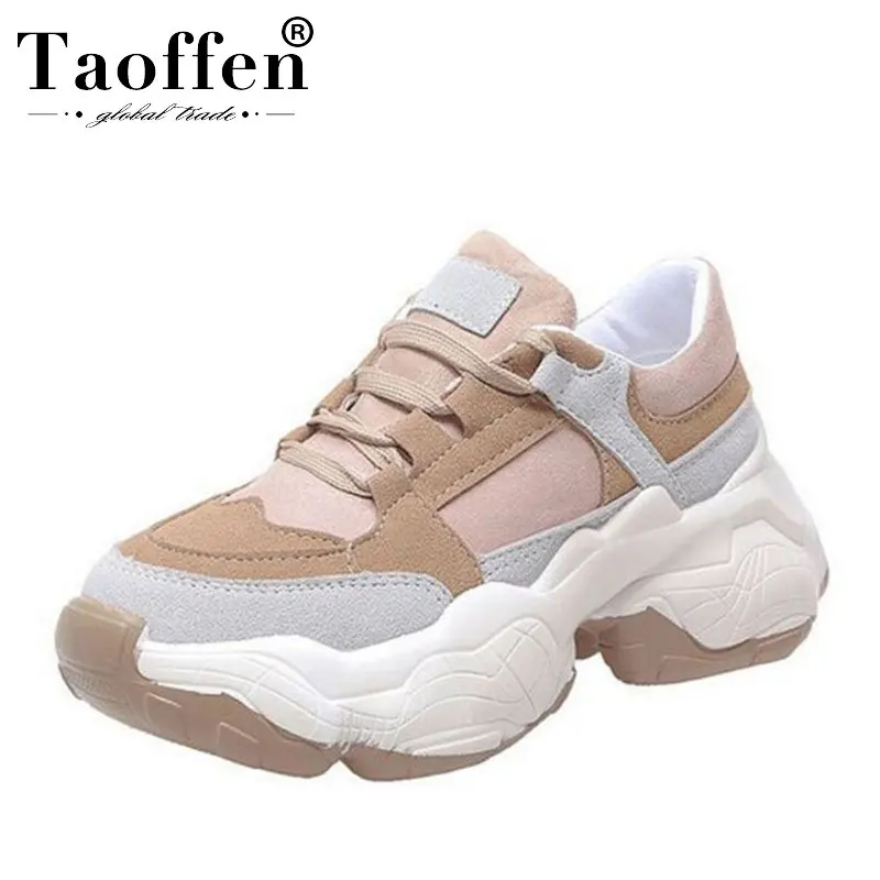 

TAOFFEN Candy Colors 2019 Fashion Sneakers Vulcanized Shoes Women Young Lady Thick Bottom Walking Daily Club Sneaker Size 35-40