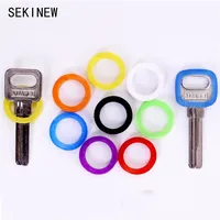 Mixed color 8pcs/16pcs Hollow Multi Color Rubber Soft Key Locks Keys Cap Key Covers Topper Keyring Key Case for Car image