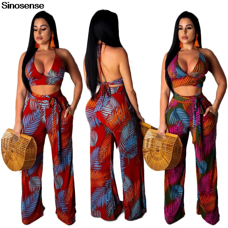Women's Summer Clubwear Two Piece Set 2019 Leaves Print Spaghetti Strap Crop Top+Wide Leg Palazzo Pants Sets 2 Piece Outfits
Women's Summer Clubwear Two Piece Set 2019 Leaves Print Spaghetti Strap Crop Top+Wide Leg Palazzo Pants Sets 2 Piece Outfits