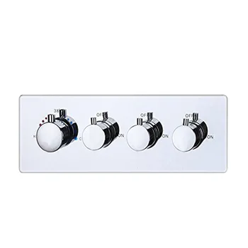 Brass Concealed 3 Way Thermostatic Trim With Volume Control And Diverter Chrome Finish Horizontal Installation 4 Handles
Brass Concealed 3 Way Thermostatic Trim With Volume Control And Diverter Chrome Finish Horizontal Installation 4 Handles