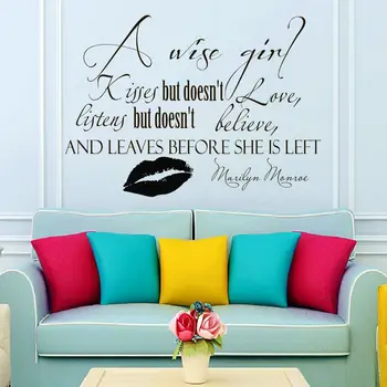 New Arrivals Wall Decals Quotes A wise girl kisses Marilyn Monroe Decal Vinyl DIY Sticker Sofa Background Art Wall Mural LA772
New Arrivals Wall Decals Quotes A wise girl kisses Marilyn Monroe Decal Vinyl DIY Sticker Sofa Background Art Wall Mural LA772