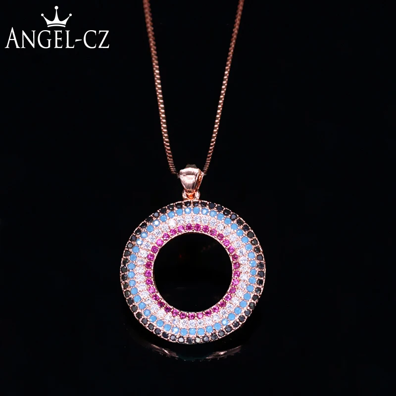 ANGELCZ Stylish Colorful Round Pendant Micro Pave CZ Crystal Jewelry With Rose Gold Color Box Chain Necklace For Women AN010
ANGELCZ Stylish Colorful Round Pendant Micro Pave CZ Crystal Jewelry With Rose Gold Color Box Chain Necklace For Women AN010