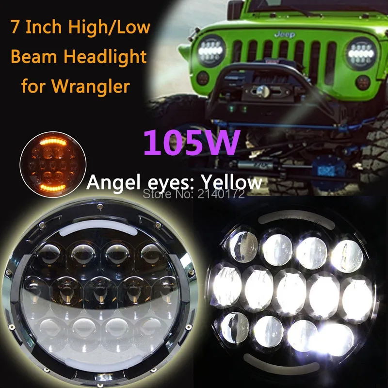 Новейший дизайн 105 Вт 7 дюймовый круглые светодиодные фары для джипа Wrangler JK