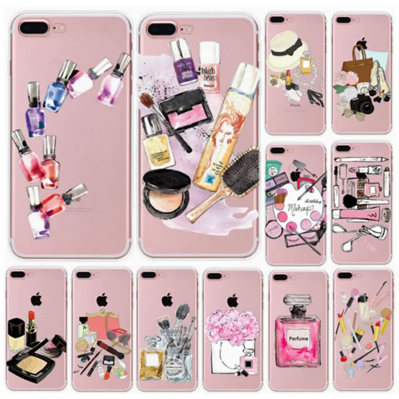 Make up Phone Case For iphone x 6 6s 7 8 plus 5s 5 Slim Clear Cover Capa Perfume Bottle Eyelashe Lipstick Lips Pattern Protector
Make up Phone Case For iphone x 6 6s 7 8 plus 5s 5 Slim Clear Cover Capa Perfume Bottle Eyelashe Lipstick Lips Pattern Protector