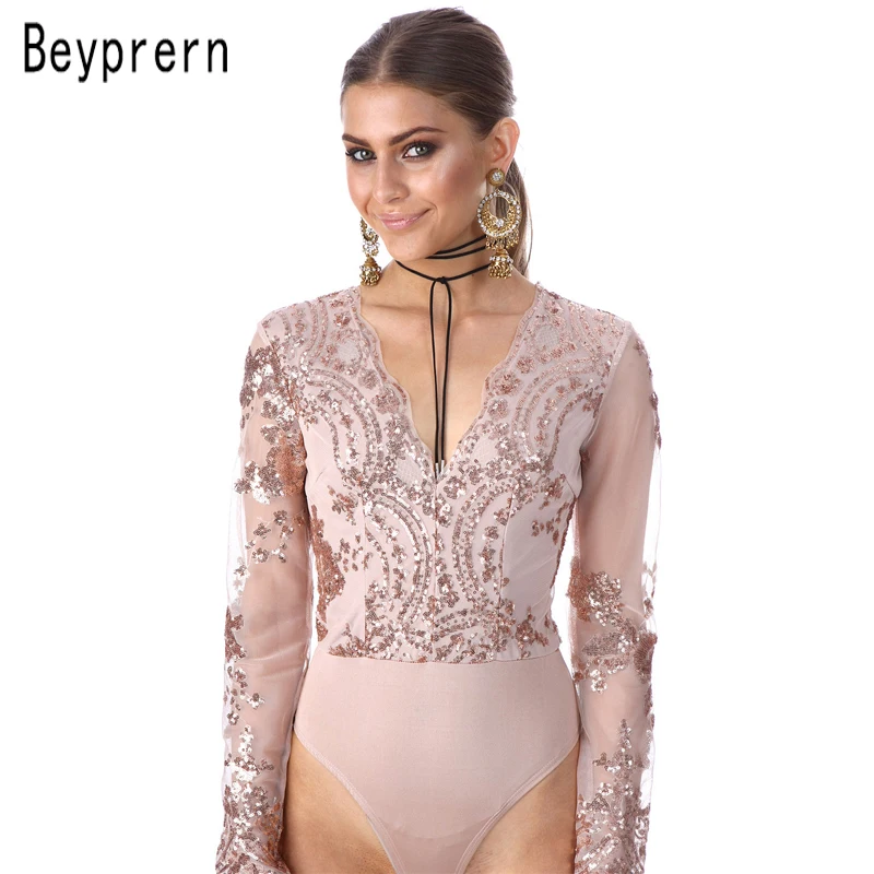 Beyprern Popular Deep V Neck Sequined Embroidered Long Sleeve Bodysuit Autumn Sexy Floral Sequins Short Jumpsuit Romper Overalls
Beyprern Popular Deep V Neck Sequined Embroidered Long Sleeve Bodysuit Autumn Sexy Floral Sequins Short Jumpsuit Romper Overalls