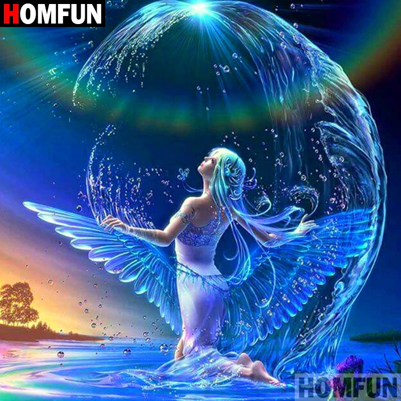 Алмазная живопись HOMFUN A07594 ангельская девушка полноразмерная/круглая вышивка