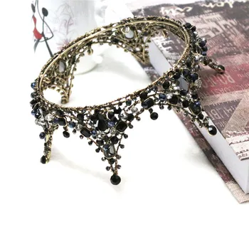 New Baroque Luxury Handmade Black Crystal Big Round Crown Tiara Bridal Hair Jewelry Wedding Hair Accessories Headbands For Women
New Baroque Luxury Handmade Black Crystal Big Round Crown Tiara Bridal Hair Jewelry Wedding Hair Accessories Headbands For Women