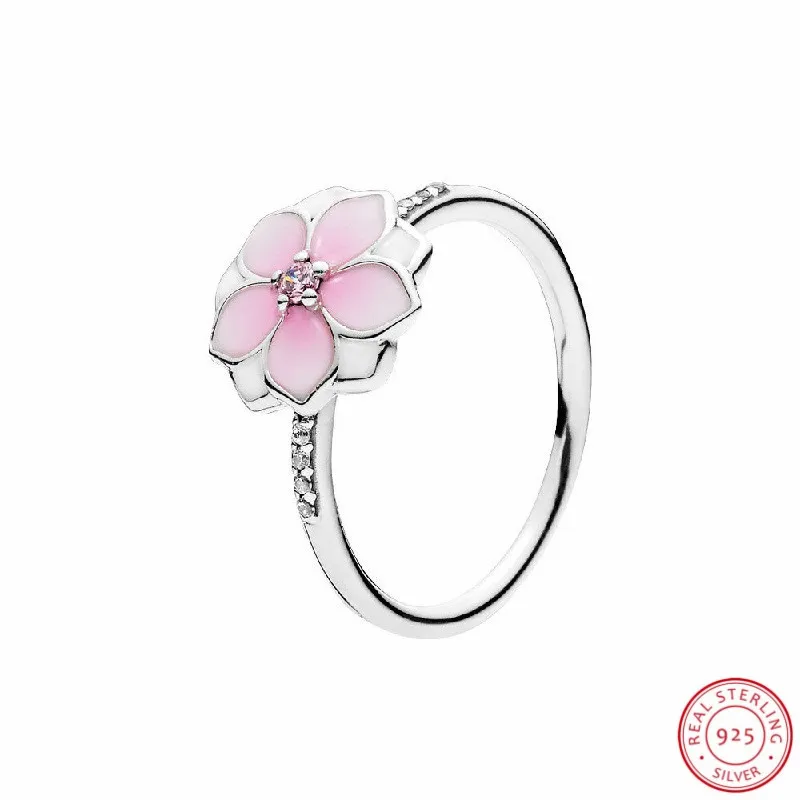 Spring Collection Pretty Magnolia Bloom Stackable Rings for Women Silver 925 Jewelry Pale Cerise Enamel & Pink CZ FLR116
Spring Collection Pretty Magnolia Bloom Stackable Rings for Women Silver 925 Jewelry Pale Cerise Enamel & Pink CZ FLR116
