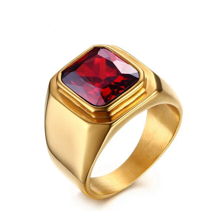 316L stainless steel gold ring inlaid with red stone jewelry net red ring male J236
316L stainless steel gold ring inlaid with red stone jewelry net red ring male J236