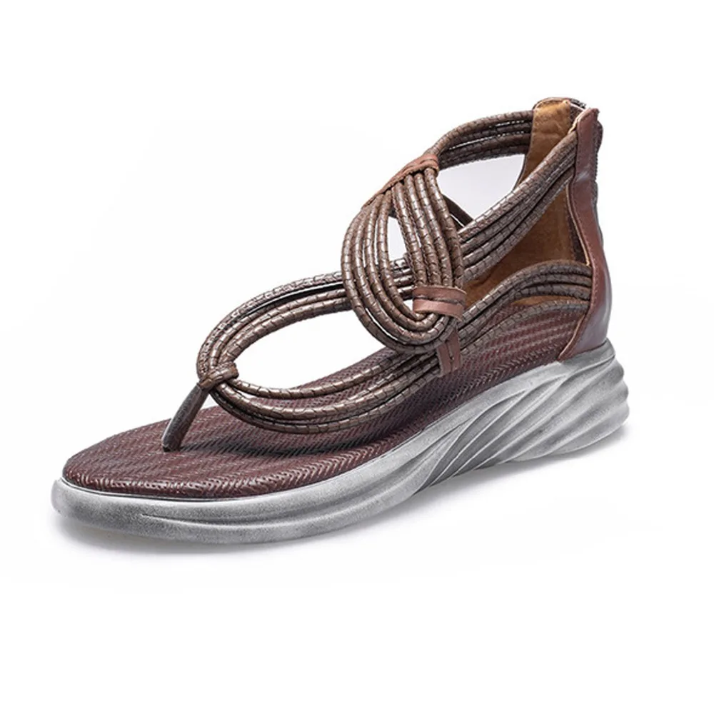 Summer Women's Coffee Sandals Med Heels Comfort Soft Rubber Retro Genuine Leather Leisure Retro Handmade Shoes For Women 2019
Summer Women's Coffee Sandals Med Heels Comfort Soft Rubber Retro Genuine Leather Leisure Retro Handmade Shoes For Women 2019