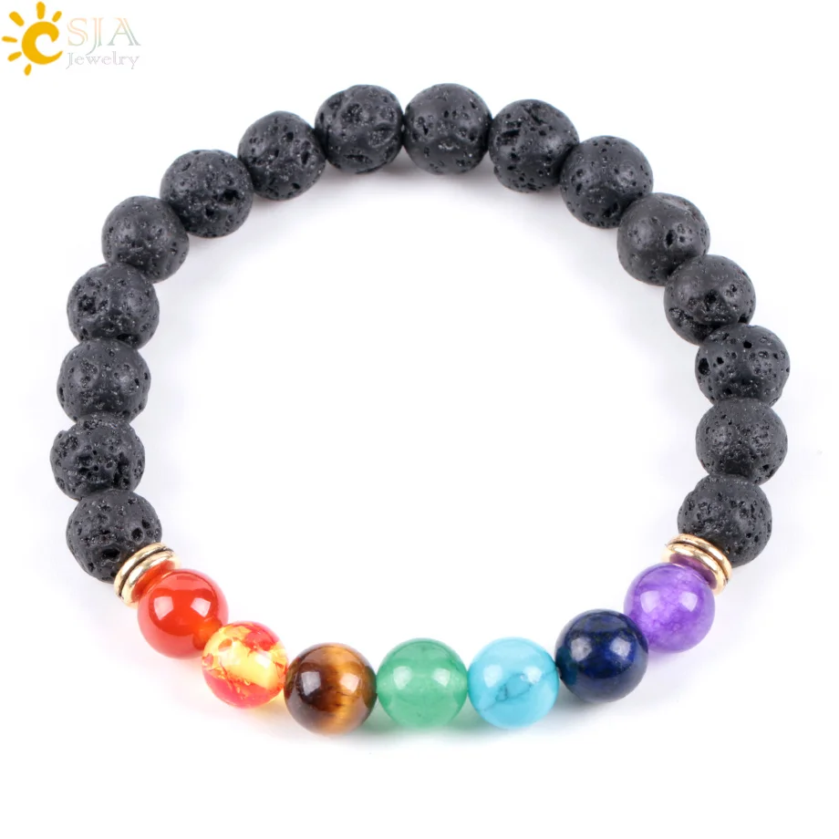 CSJA Natural Gem Stone Black Rock Lava Volcanic Bracelets Bangles Reiki Meditation Healing Yoga 7 Chakras Mala Prayer Beads E933
CSJA Natural Gem Stone Black Rock Lava Volcanic Bracelets Bangles Reiki Meditation Healing Yoga 7 Chakras Mala Prayer Beads E933