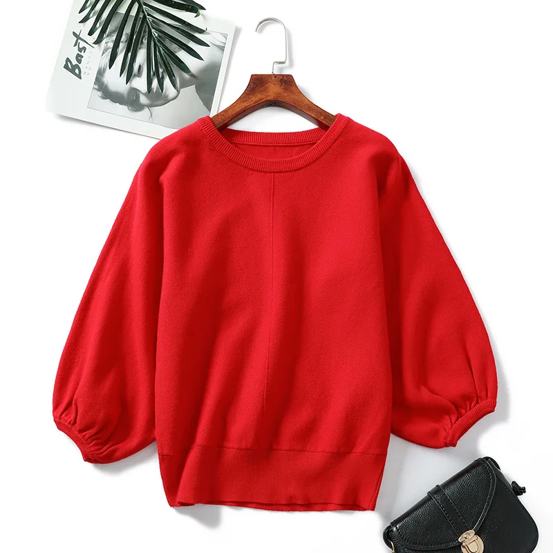 Women's Autumn Winter New Pullover Sweater Fashion Flare Sleeve Loose Sweater Solid Color O-Neck Knitted Sweaters Pull Femme
Women's Autumn Winter New Pullover Sweater Fashion Flare Sleeve Loose Sweater Solid Color O-Neck Knitted Sweaters Pull Femme