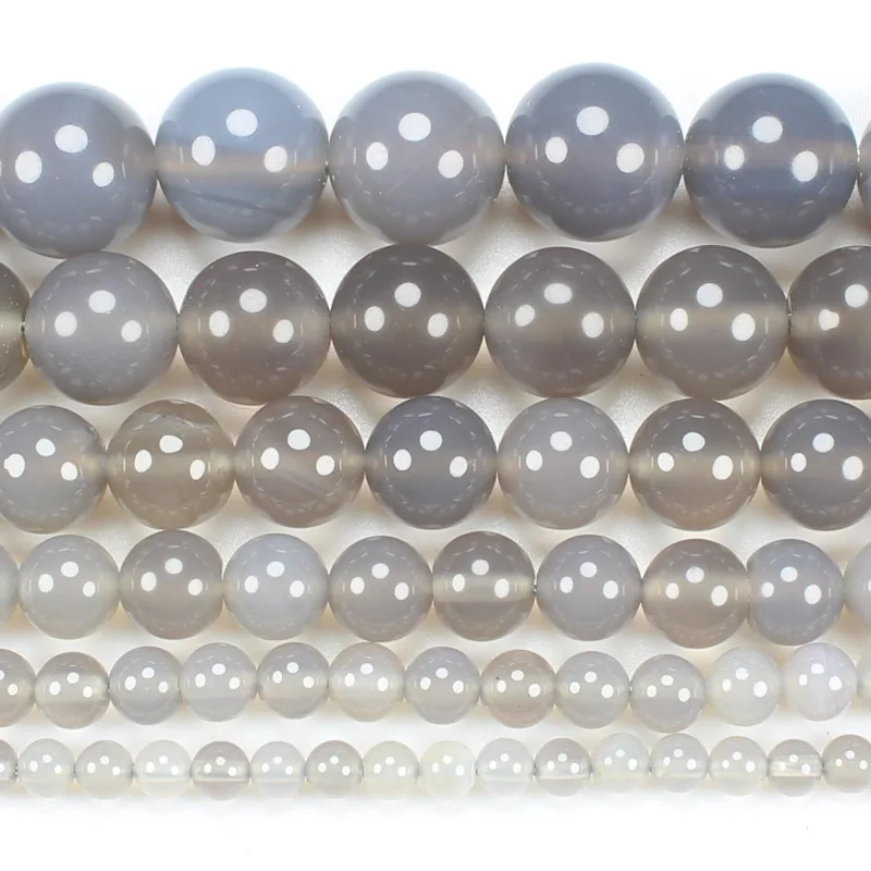 

Natural Smooth Gray Agates 4-14mm Round Beads 15inch ,Wholesale For DIY Jewellery Free Shipping !