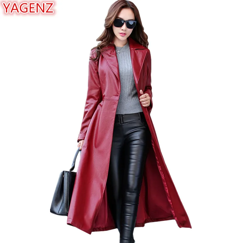 YAGENZ Temperament PU Leather Windbreaker Coats Women Jacket Long section Autumn And Winter Womens Clothes Long sleeve Coat 1012
YAGENZ Temperament PU Leather Windbreaker Coats Women Jacket Long section Autumn And Winter Womens Clothes Long sleeve Coat 1012