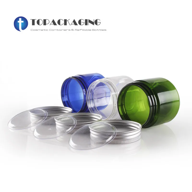 

50PCS/LOT-50G Cream Jar Plastic Box With Aluminum Screw Cap Sample Cosmetic Container Empty Mask Canister Makeup Refillable Pack