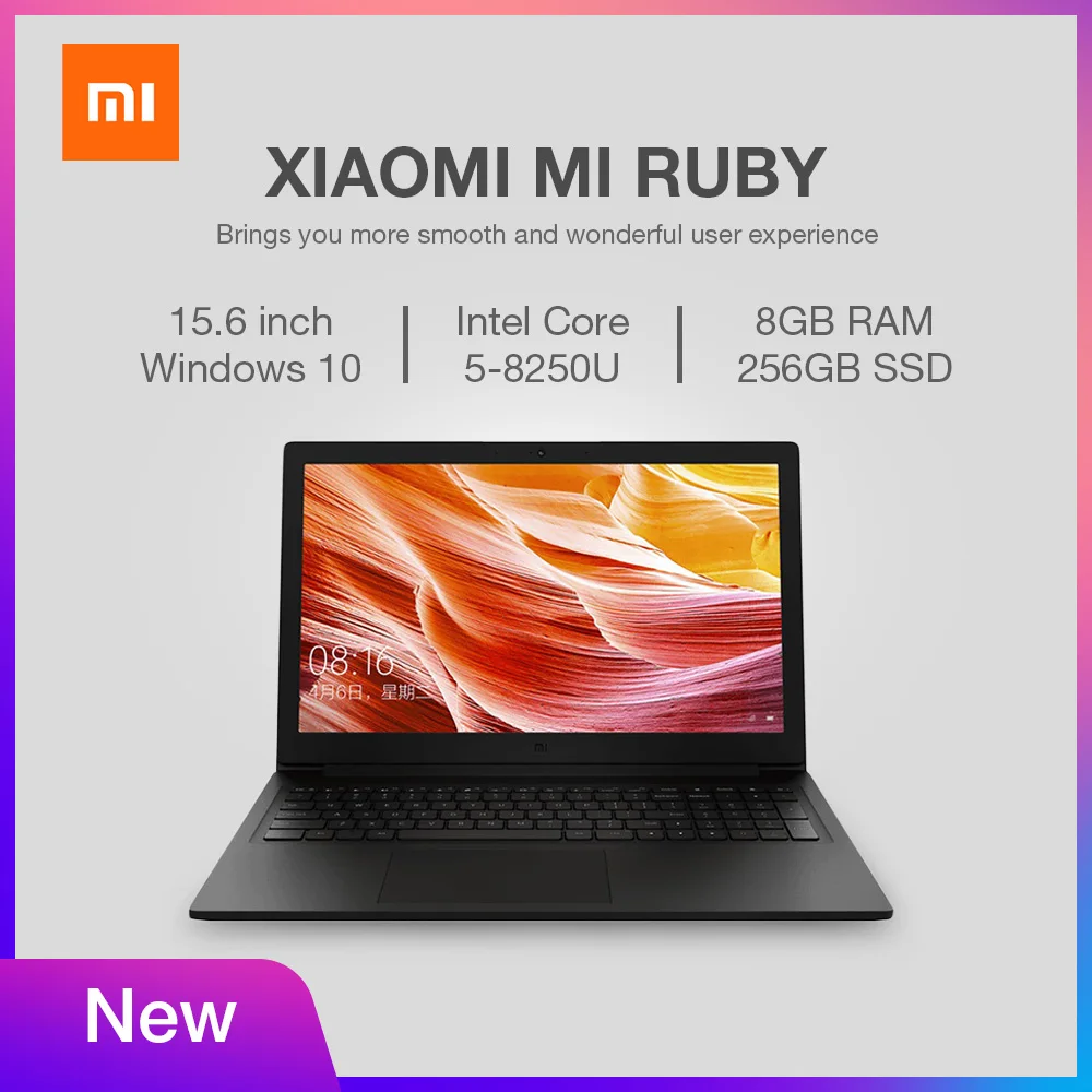 

2019 New Xiaomi Mi Ruby 15.6 inch Laptop Windows 10 OS Intel Core i5 - 8250U Quad Core 8GB RAM 512GB SSD 1.6GHz Fingerprint