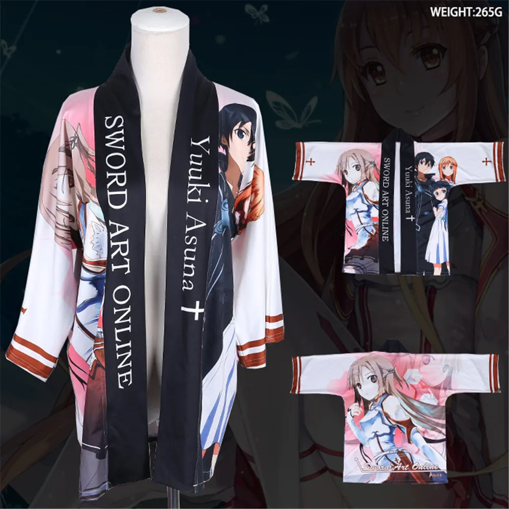 Японские Модные мужские и женские повседневные кимоно Haori Sword Art Online Kirigaya Kazuto Kirito