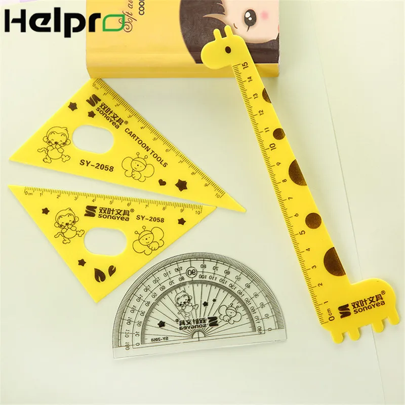 Helpro 4Pcs/Set Giraffe Plastic Ruler Math Drawing Set Geometry Protractor Multifunction Ruler for Students School Supplies
Helpro 4Pcs/Set Giraffe Plastic Ruler Math Drawing Set Geometry Protractor Multifunction Ruler for Students School Supplies