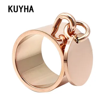 Luxury Rings Femme Engravable Round Tag Charm Fashion Jewelry 5 Colors 15MM Wide Stainless Steel Laser Logo/Name Ring
Luxury Rings Femme Engravable Round Tag Charm Fashion Jewelry 5 Colors 15MM Wide Stainless Steel Laser Logo/Name Ring
