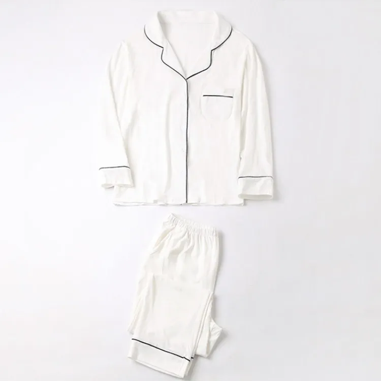 Female Long Sleeve Single Breasted Pockets Pajama Sets Pink/White Color Cotton Simple Sleepwear Suits
Female Long Sleeve Single Breasted Pockets Pajama Sets Pink/White Color Cotton Simple Sleepwear Suits