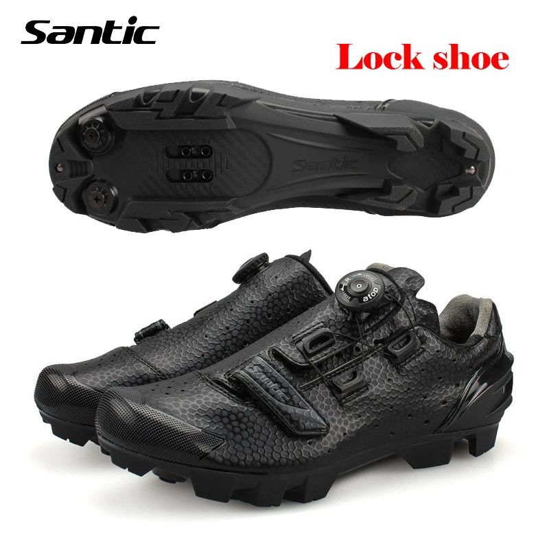 Santic Mtb обувь с легкой подошвой дышащая искусственная кожа замком для езды на
