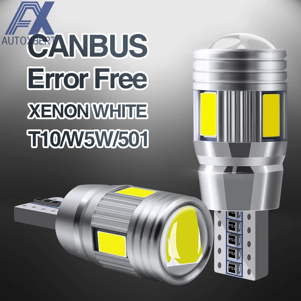 

2pcs T10 W5W 194 168 Car Led Side Light CANBUS No Error Interior Dome Parker Tail Width Trunk 6000K White 6SMD-5630