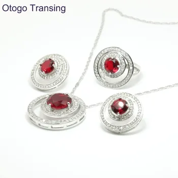 Otogo Transing Top Quality Red Crystal 925 Sterling Silver Color Women Jewelry Sets Earrings/Pendant/Necklace/Ring made S209
Otogo Transing Top Quality Red Crystal 925 Sterling Silver Color Women Jewelry Sets Earrings/Pendant/Necklace/Ring made S209
