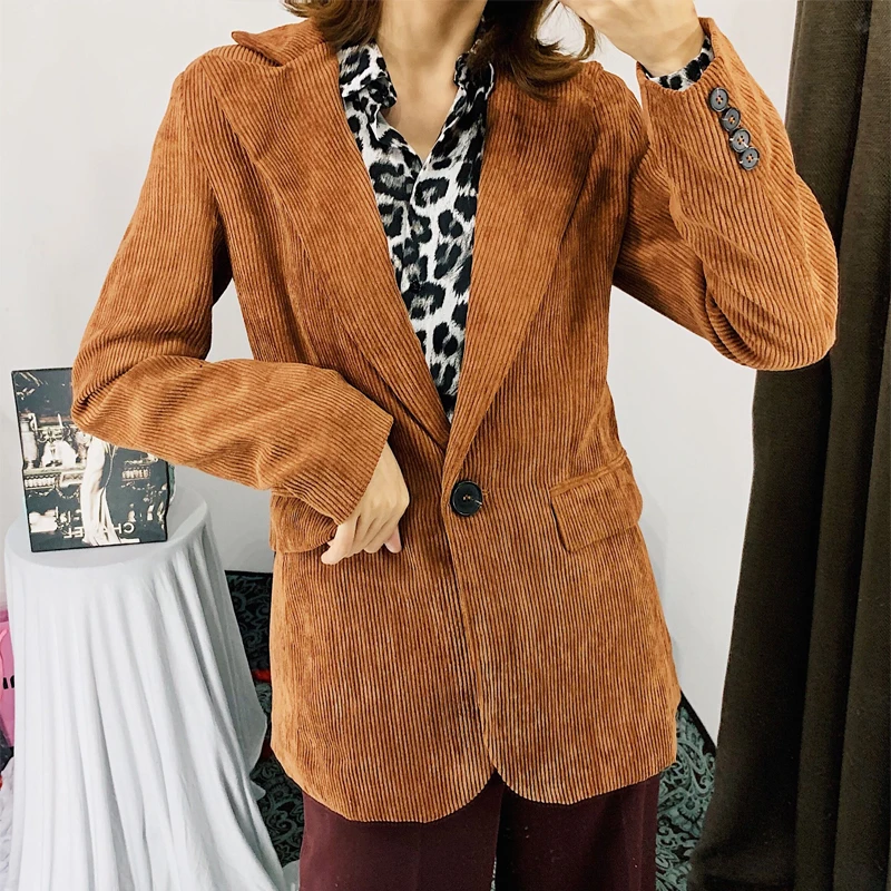 Spring 2019 new casual striped coat women long sleeve blazer feminino khaki womens clothing corduroy blazer women
Spring 2019 new casual striped coat women long sleeve blazer feminino khaki womens clothing corduroy blazer women