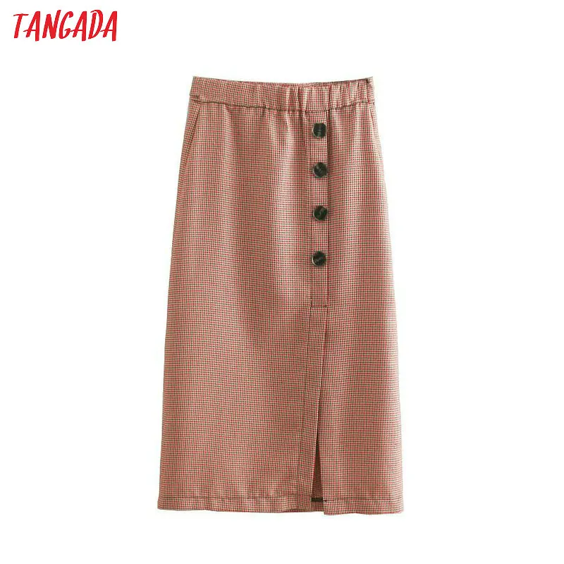 Tangada women high waist skirt plaid elastic waist vintage elegant female bow with belt buttons midi skirts BE464
Tangada women high waist skirt plaid elastic waist vintage elegant female bow with belt buttons midi skirts BE464