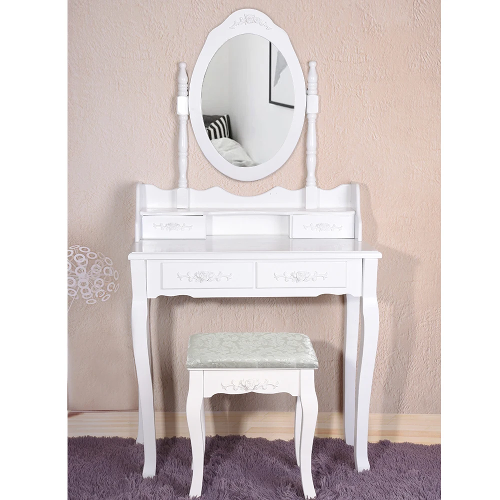 Panana 4 Drawer Vanity Table Set Dressing Table with Cushioned Stool Bedroom Makeup Table Black
Panana 4 Drawer Vanity Table Set Dressing Table with Cushioned Stool Bedroom Makeup Table Black