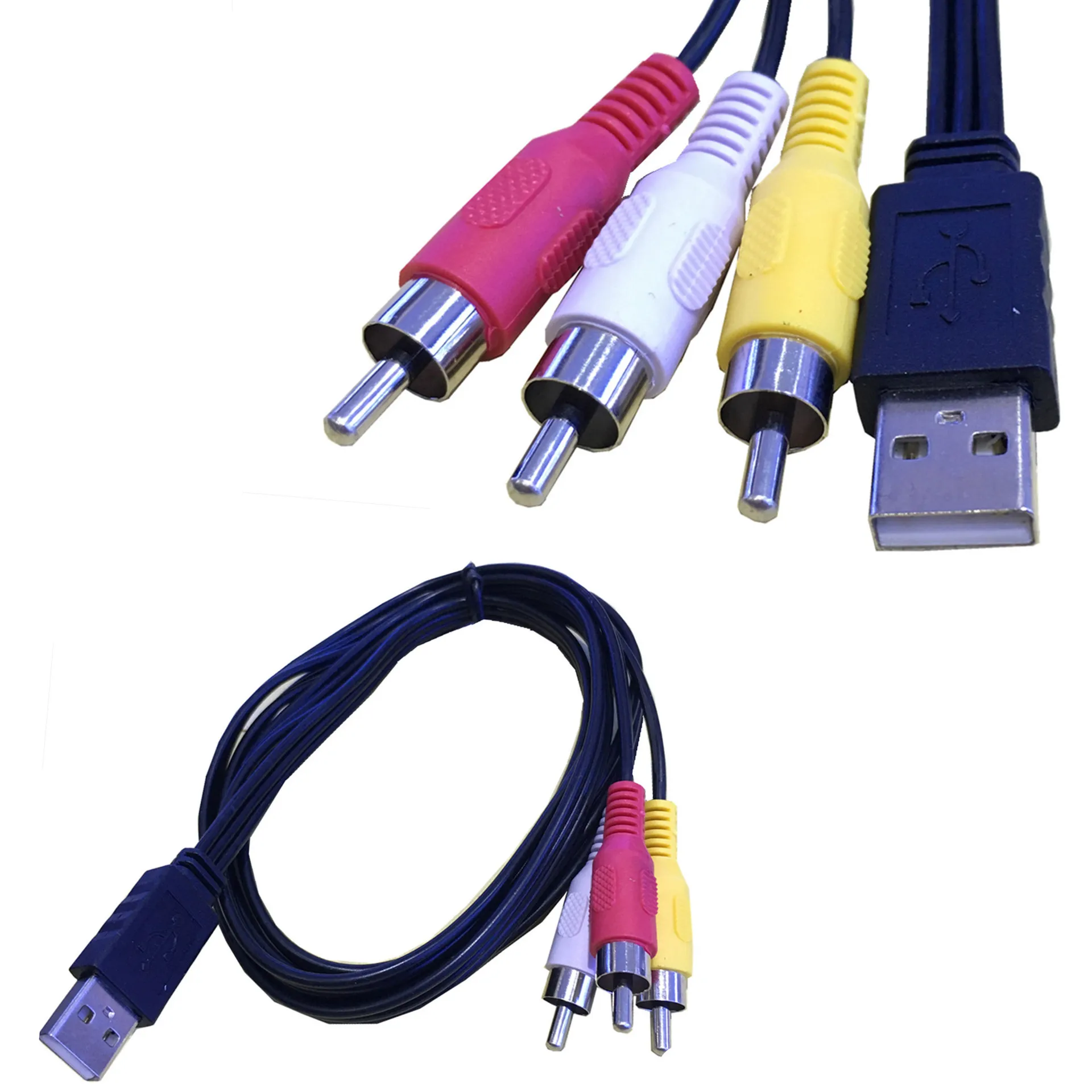 1.5m LONG USB A Male To 3 RCA Phono AV Cable Lead PC TV Aux Audio Video