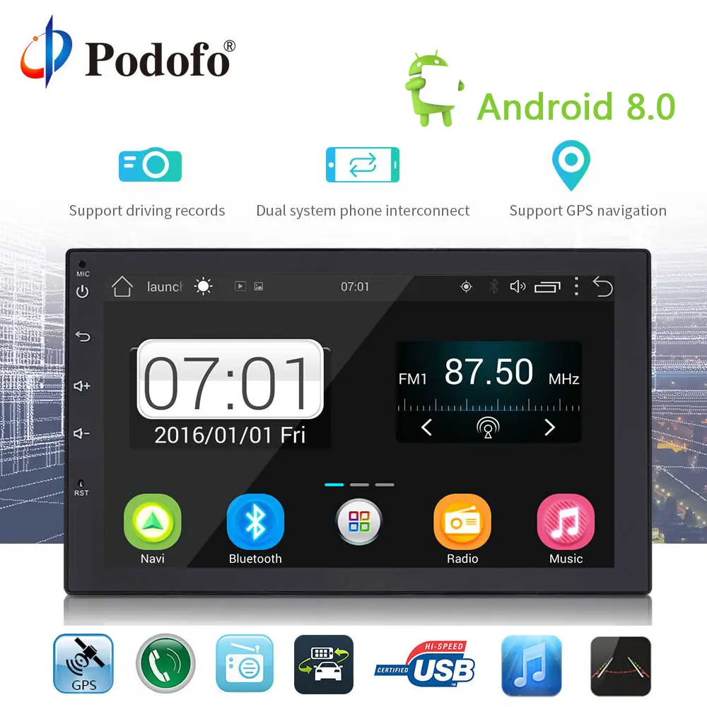 Podofo 7" 2 Din Universal Car Radio Touchscreen GPS Multimedia MP5 Player Bluetooth Car Stereo Mirror Link Car Backup Monitor
Podofo 7" 2 Din Universal Car Radio Touchscreen GPS Multimedia MP5 Player Bluetooth Car Stereo Mirror Link Car Backup Monitor