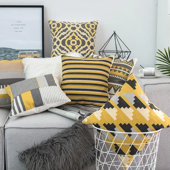 Cotton Canvas Embroidery Geometric Pillow Cover Home Decor Yellow Grey Cushion Cover Decorative Pillow Case Pillow Sham 45x45cm
Cotton Canvas Embroidery Geometric Pillow Cover Home Decor Yellow Grey Cushion Cover Decorative Pillow Case Pillow Sham 45x45cm