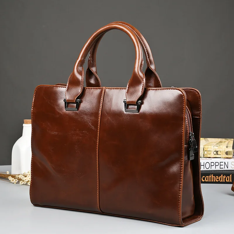 Leather Men's Briefcase Fashion Large Capacity Business bag Black Male Shoulder Laptop Bag Business Men Leather Bags
Leather Men's Briefcase Fashion Large Capacity Business bag Black Male Shoulder Laptop Bag Business Men Leather Bags