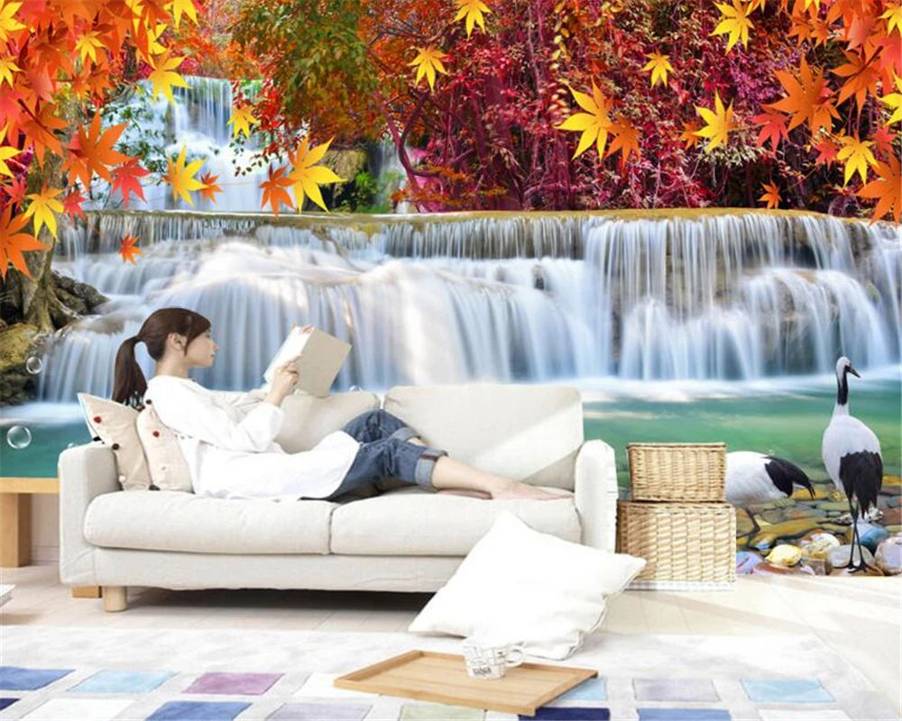 beibehang High quality fashion personality wallpaper red leaves waterfall white crane TV bedroom background wall 3d wallpaper
beibehang High quality fashion personality wallpaper red leaves waterfall white crane TV bedroom background wall 3d wallpaper