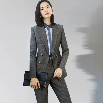 Women's suit spring and autumn women's plaid double-breasted suit two-piece suit (jacket + pants) women's business casual dress
Women's suit spring and autumn women's plaid double-breasted suit two-piece suit (jacket + pants) women's business casual dress