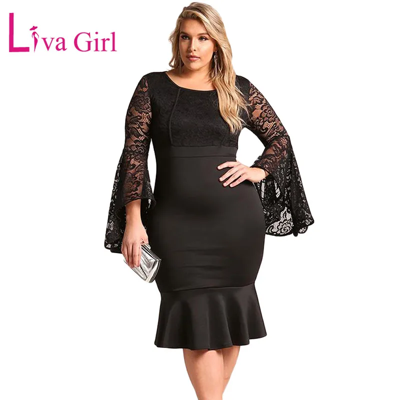 LIVA GIRL Plus Size Floral Lace Mermaid Dress White Woman Elegant Ruffles Bell Sleeve Party Midi Dresses Big Size Dress Robe 4XL
LIVA GIRL Plus Size Floral Lace Mermaid Dress White Woman Elegant Ruffles Bell Sleeve Party Midi Dresses Big Size Dress Robe 4XL