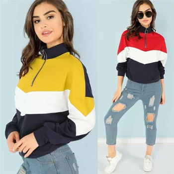 Zipper Turn down Neck Hoodies patchwork casual hoodies women sweatshirts 2019 autumn new street wear girl's Pullover hoodies
Zipper Turn down Neck Hoodies patchwork casual hoodies women sweatshirts 2019 autumn new street wear girl's Pullover hoodies