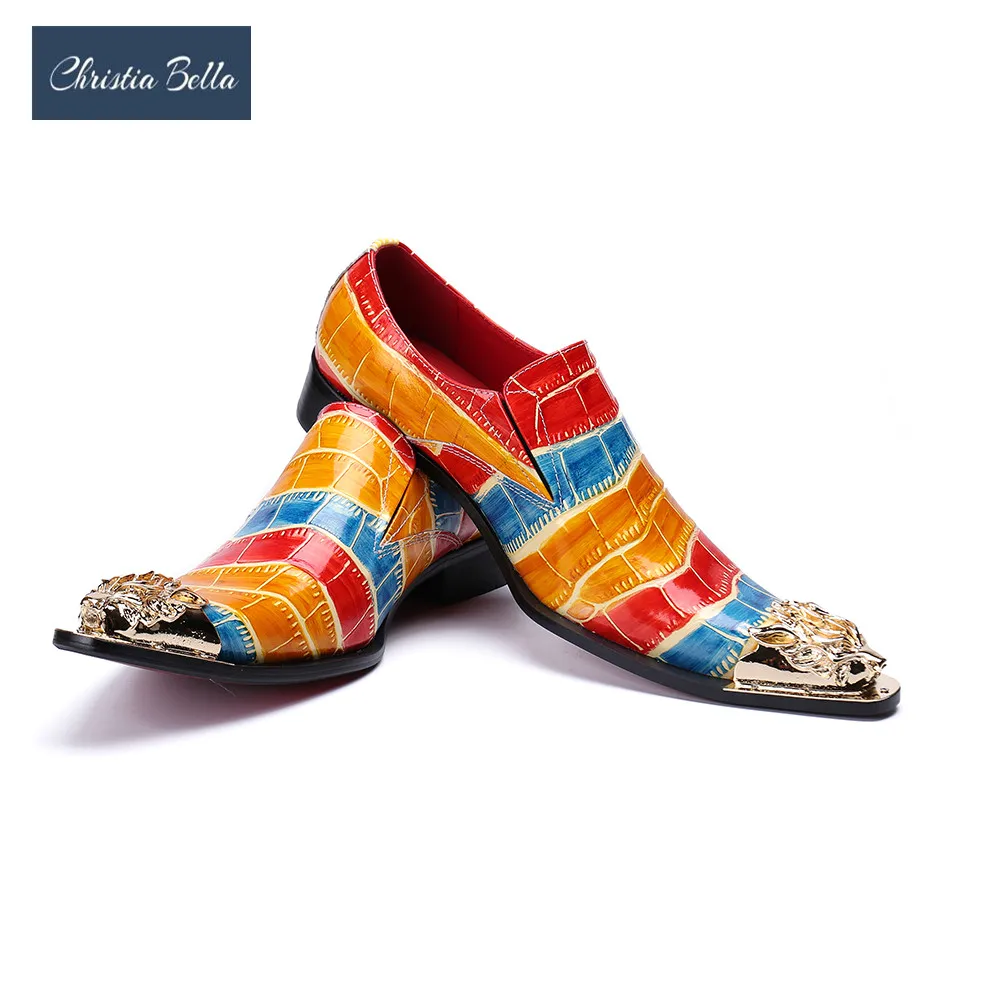 Christia Bella Luxury Metal Design Printing Leather Casual Shoes Men Pointed Toe Loafers Slip On Evening Party Dress Shoes
Christia Bella Luxury Metal Design Printing Leather Casual Shoes Men Pointed Toe Loafers Slip On Evening Party Dress Shoes
