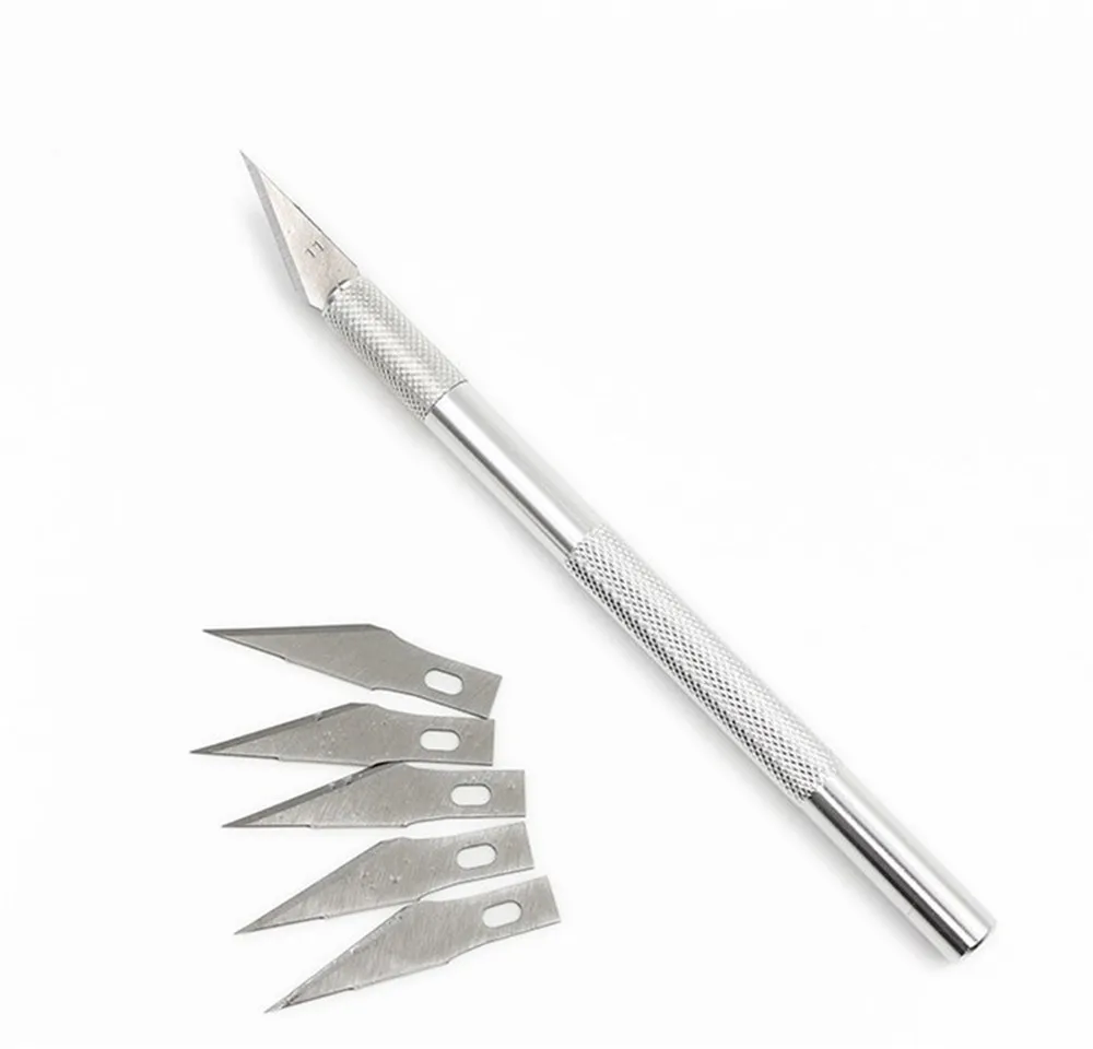 Non-Slip Metal Scalpel Knife Tools Kit Cutter Engraving Craft knives + 5 pcs Blade Mobile Phone Laptop PCB DIY Repair Hand Tools
Non-Slip Metal Scalpel Knife Tools Kit Cutter Engraving Craft knives + 5 pcs Blade Mobile Phone Laptop PCB DIY Repair Hand Tools