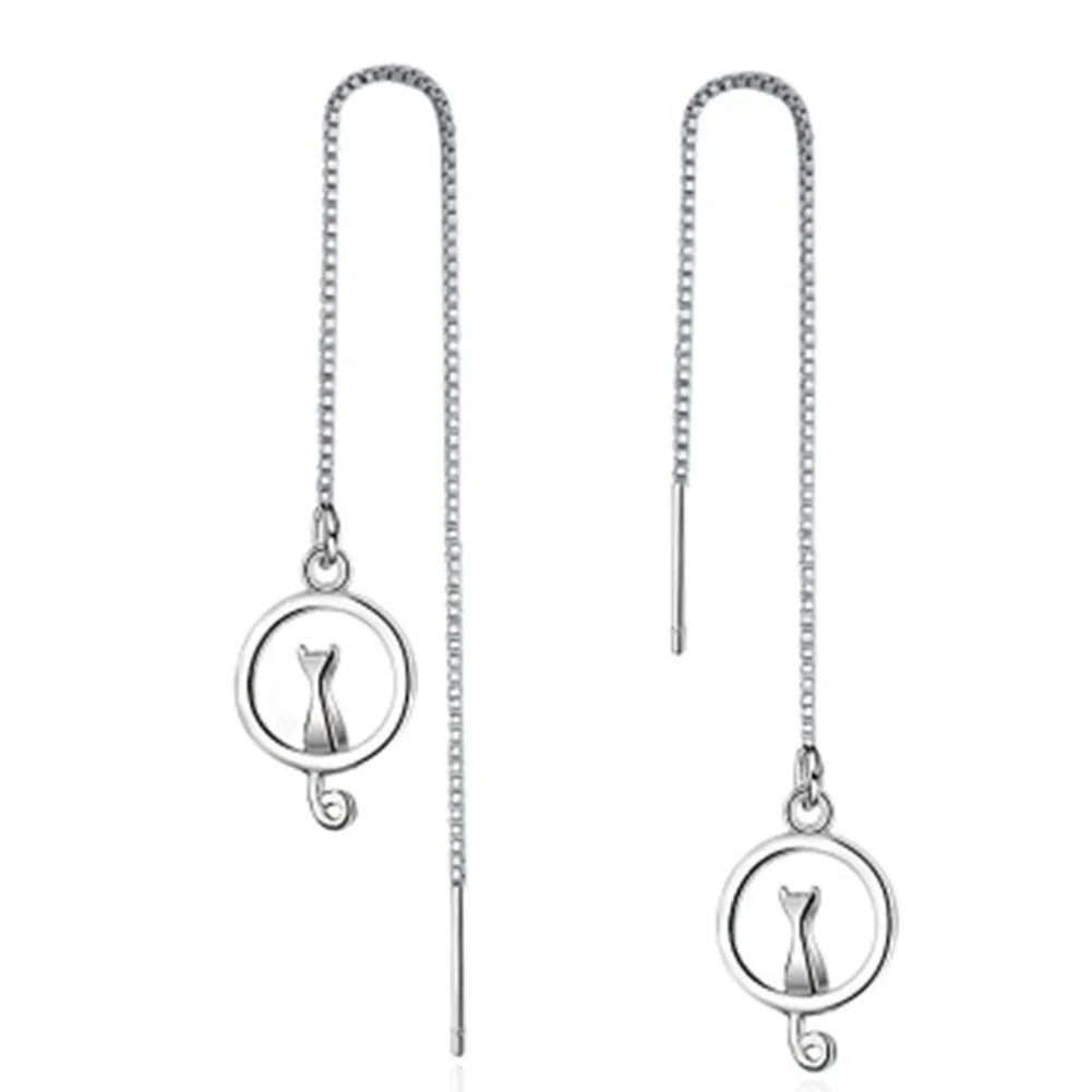 1 pair Art Fresh And Lovely Cat On The Moon Pendant Silver color Tassel Earrings Line Long Earrings Women Gift
1 pair Art Fresh And Lovely Cat On The Moon Pendant Silver color Tassel Earrings Line Long Earrings Women Gift