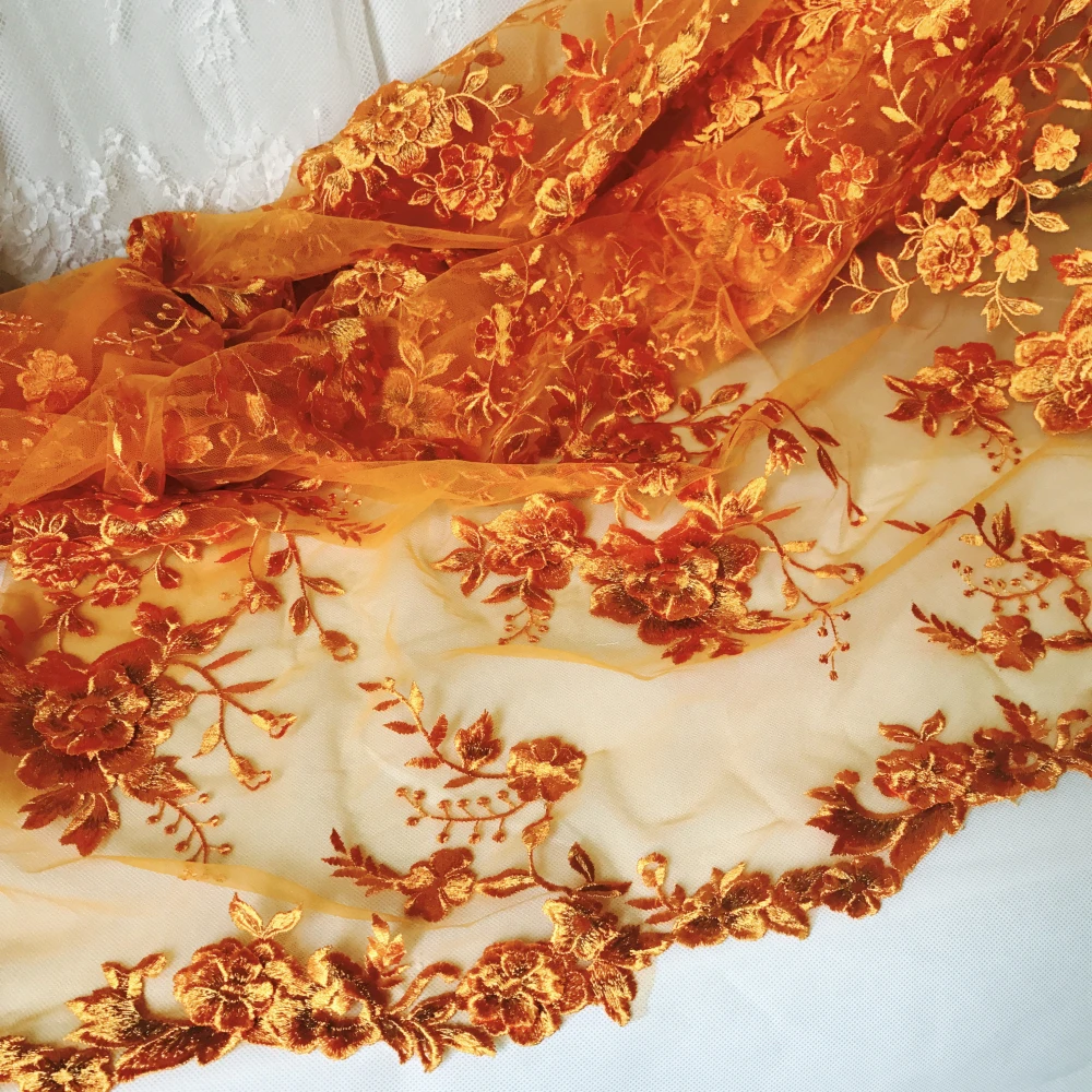Luxury Orange Embroidered Mesh Lace Fabric, 3D Flower Tulle Lace Fabric For Bridal Veil, Dance Dress, Wedding Backdrop
Luxury Orange Embroidered Mesh Lace Fabric, 3D Flower Tulle Lace Fabric For Bridal Veil, Dance Dress, Wedding Backdrop