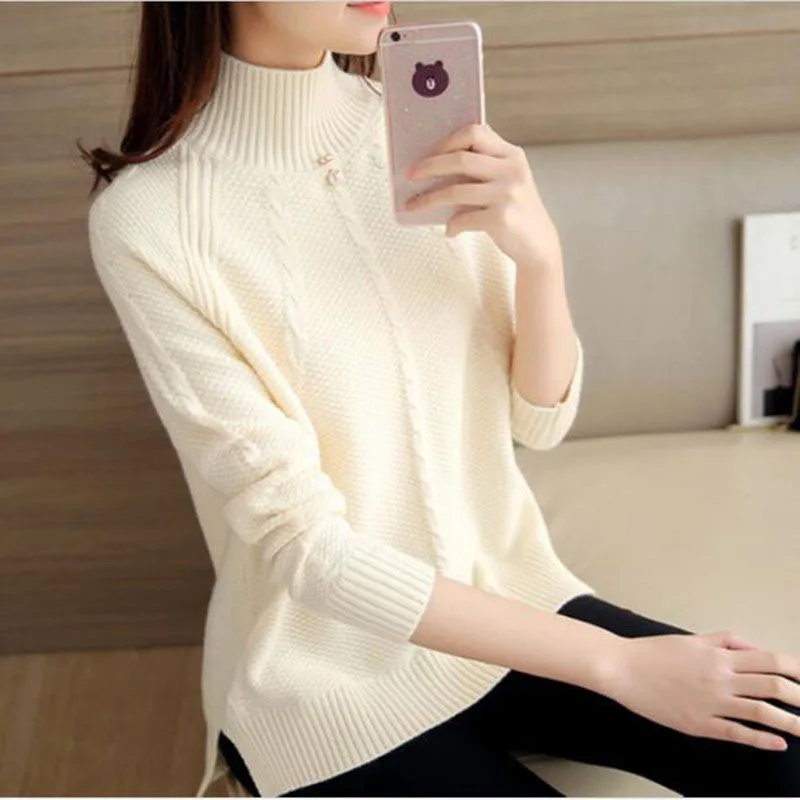2018 New Loose Autumn Winter Pullover Women Sweater Knitted Soft Warm Jumper Long Sleeves Turtleneck Female Sweater
2018 New Loose Autumn Winter Pullover Women Sweater Knitted Soft Warm Jumper Long Sleeves Turtleneck Female Sweater